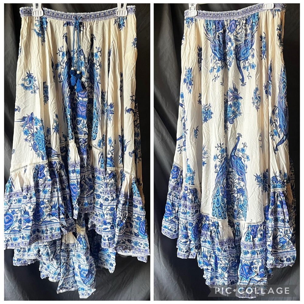 NWT!!! RARE Brand new Spell & the Gypsy Hotel Paradiso Bluebird Maxi Skirt Boho